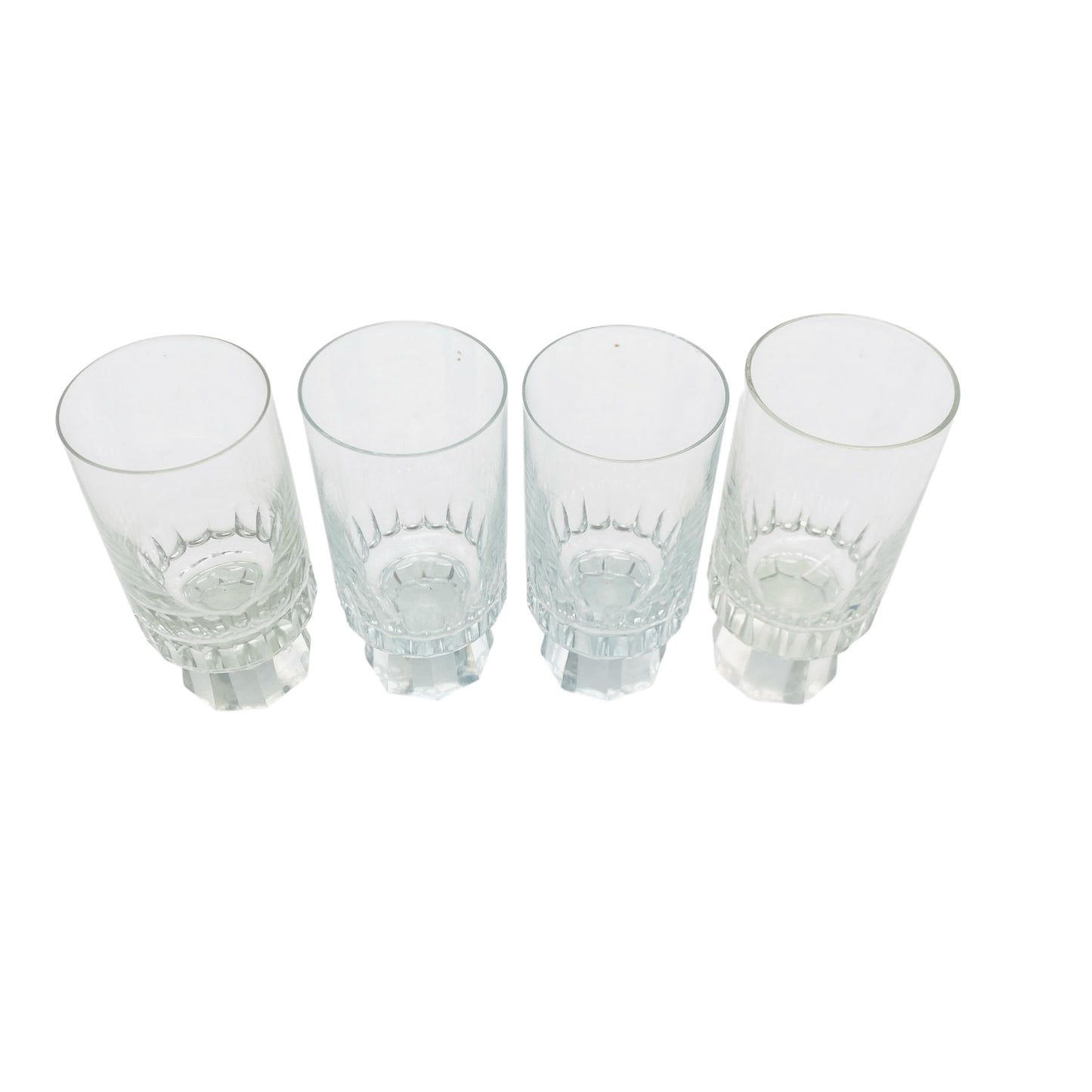 FRIEDRICH Glas Sektgläser 4er Set Serie Konsul beschliffen Facetten transparent 60er 70er Jahre