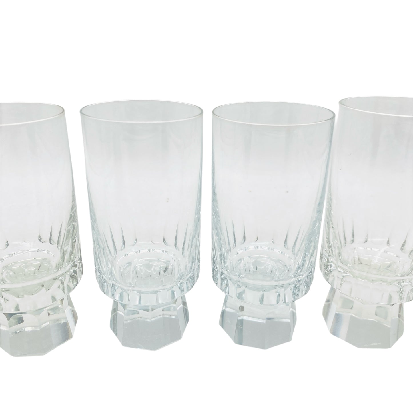 FRIEDRICH Glas Sektgläser 4er Set Serie Konsul beschliffen Facetten transparent 60er 70er Jahre