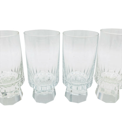 FRIEDRICH Glas Sektgläser 4er Set Serie Konsul beschliffen Facetten transparent 60er 70er Jahre