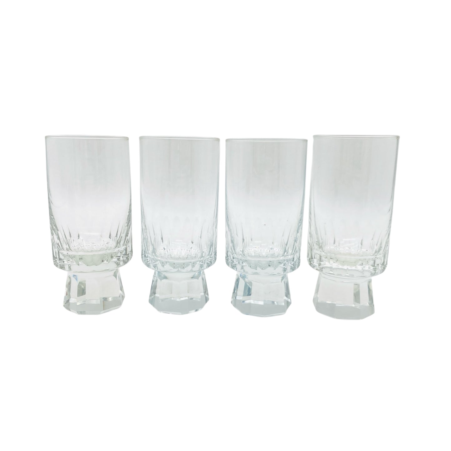 FRIEDRICH Glas Sektgläser 4er Set Serie Konsul beschliffen Facetten transparent 60er 70er Jahre