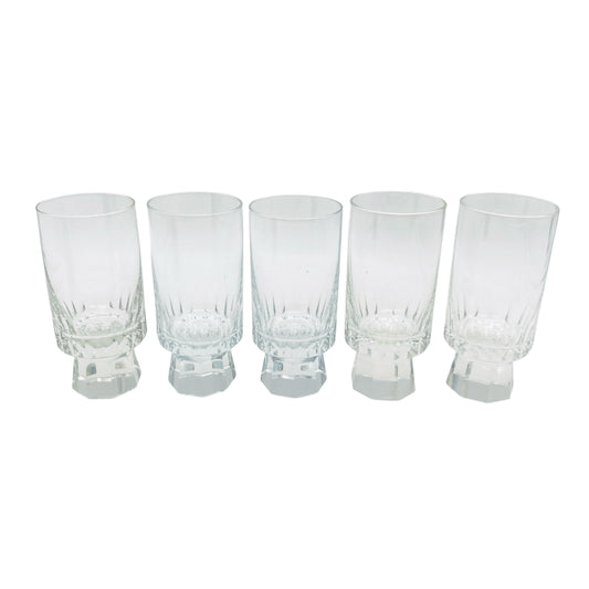 FRIEDRICH Glas Sektgläser 5er Set Serie Konsul beschliffen Facetten transparent 60er 70er Jahre