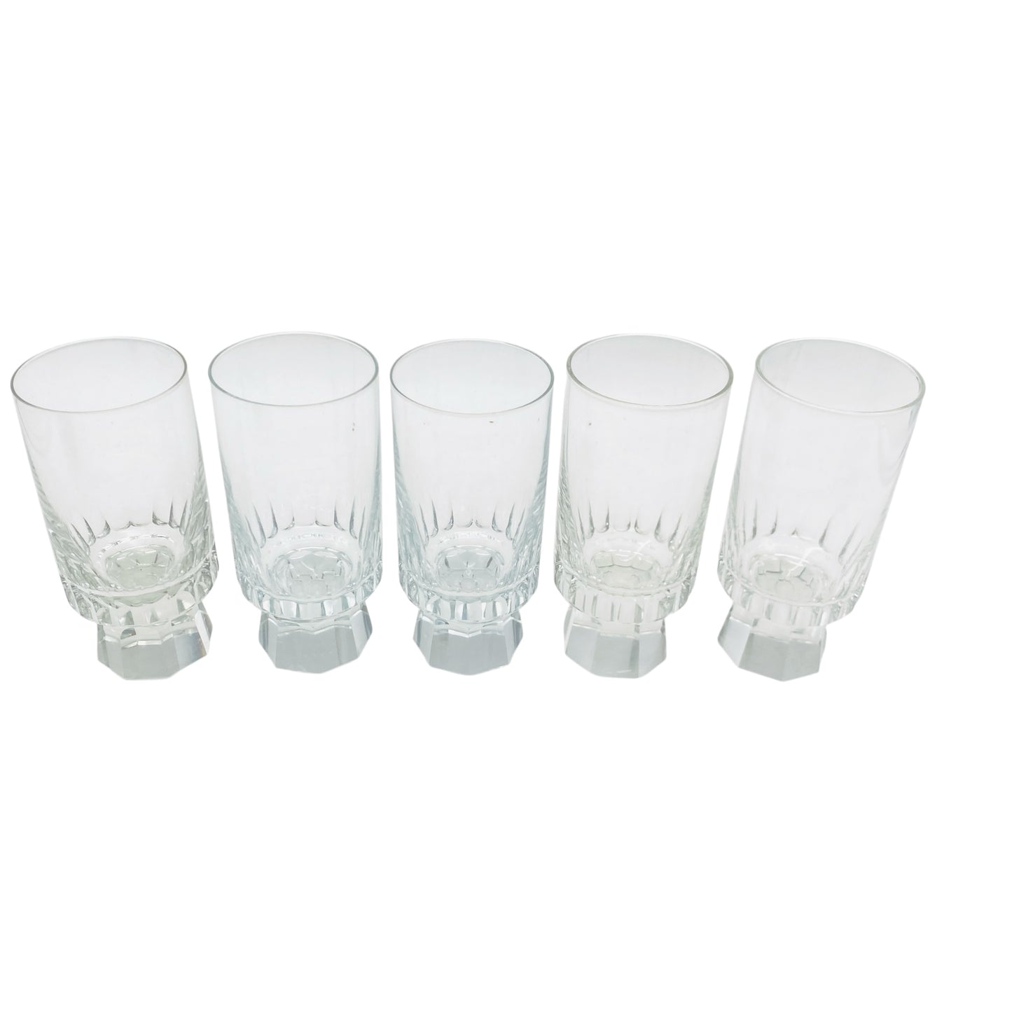 FRIEDRICH Glas Sektgläser 5er Set Serie Konsul beschliffen Facetten transparent 60er 70er Jahre