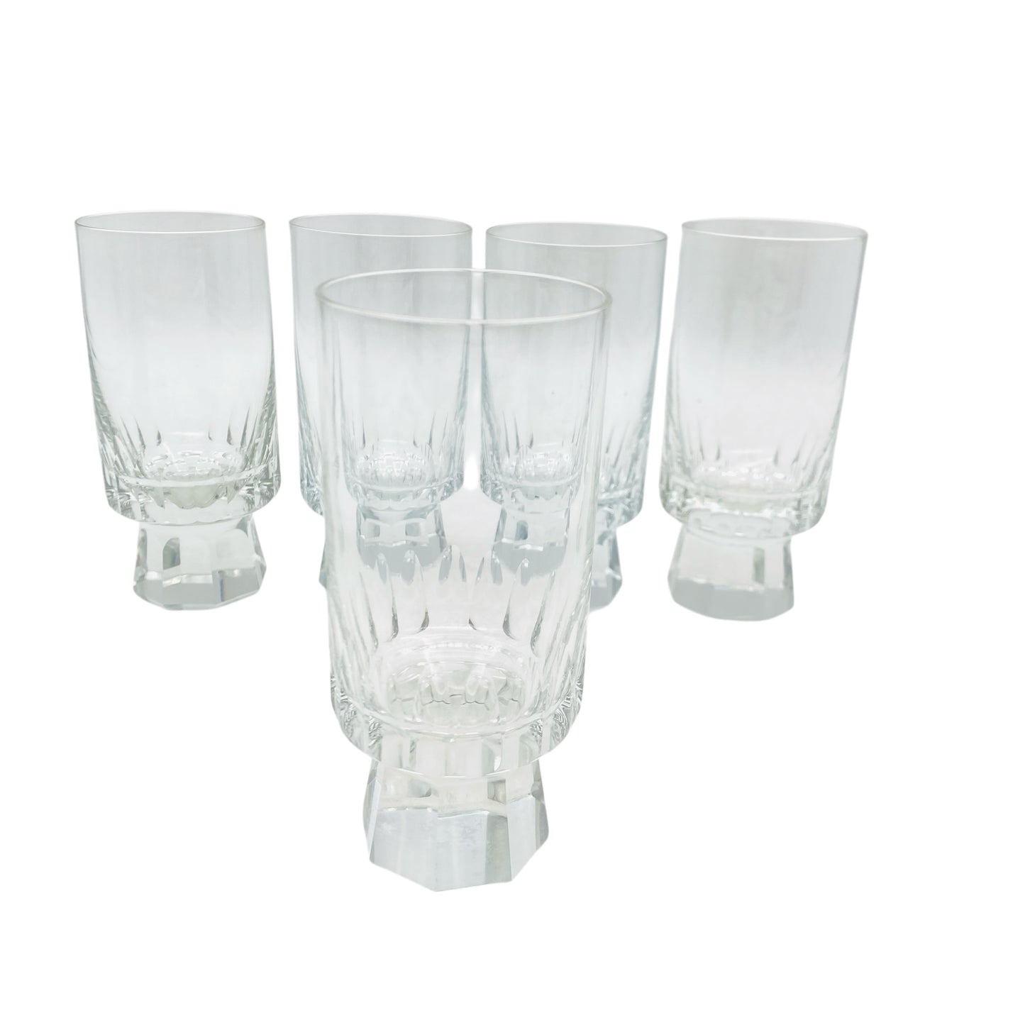 FRIEDRICH Glas Sektgläser 5er Set Serie Konsul beschliffen Facetten transparent 60er 70er Jahre