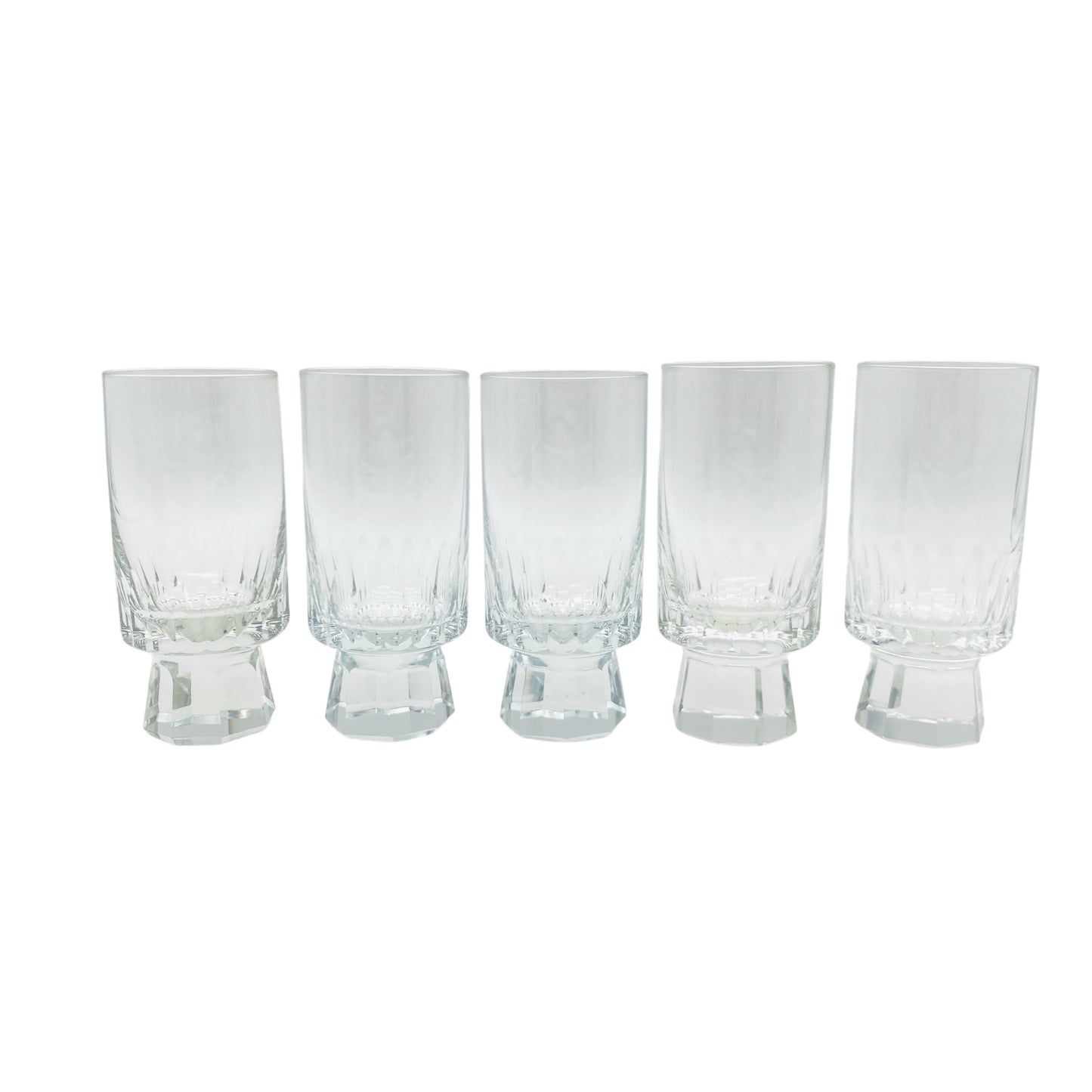 FRIEDRICH Glas Sektgläser 5er Set Serie Konsul beschliffen Facetten transparent 60er 70er Jahre