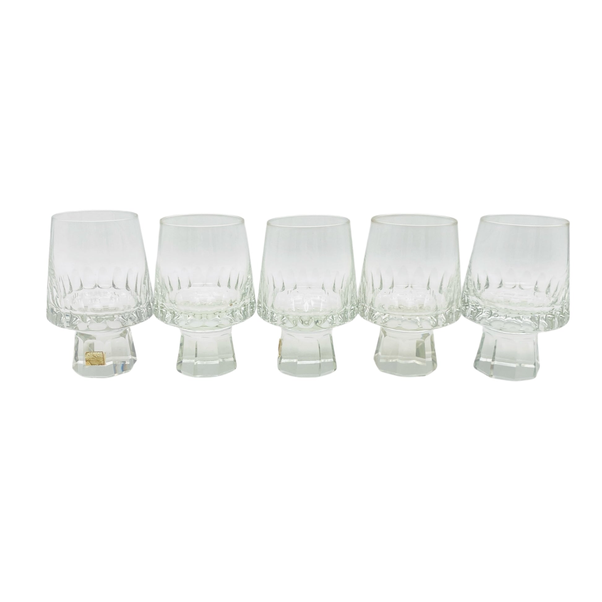 FRIEDRICH Glas Weingläser 5er Set Serie Konsul beschliffen Facetten transparent 60er 70er Jahre