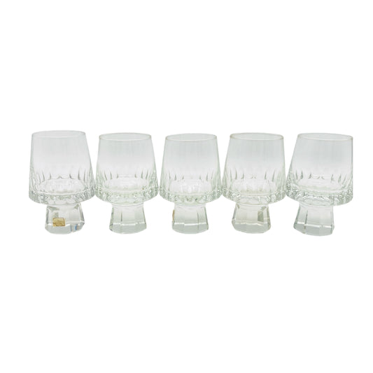 FRIEDRICH Glas Weingläser 5er Set Serie Konsul beschliffen Facetten transparent 60er 70er Jahre
