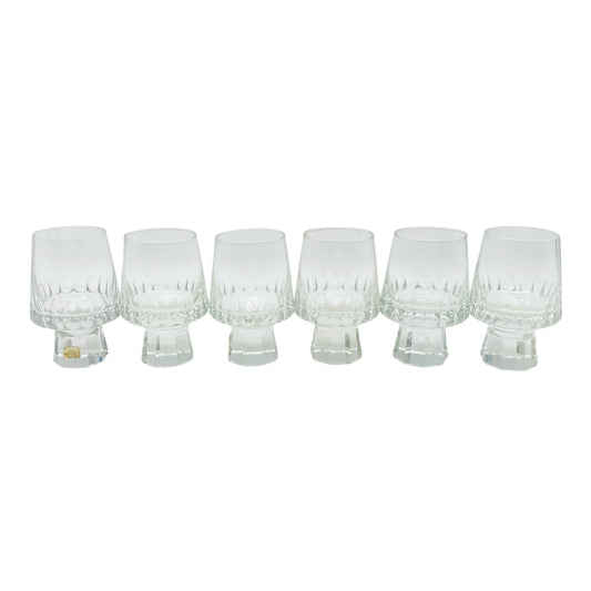 FRIEDRICH Glas Weingläser 6er Set Serie Konsul beschliffen Facetten transparent 60er 70er Jahre