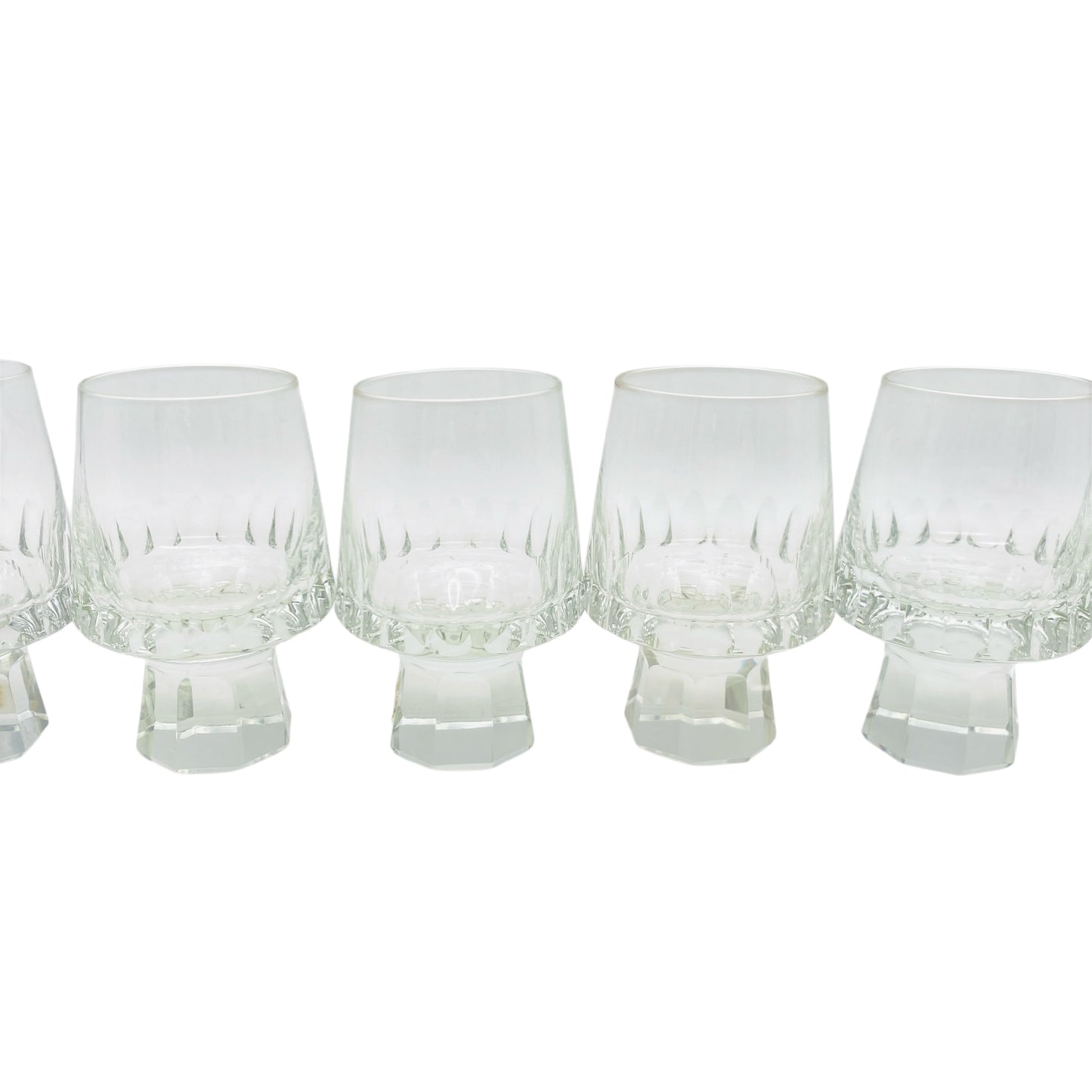 FRIEDRICH Glas Weingläser 6er Set Serie Konsul beschliffen Facetten transparent 60er 70er Jahre