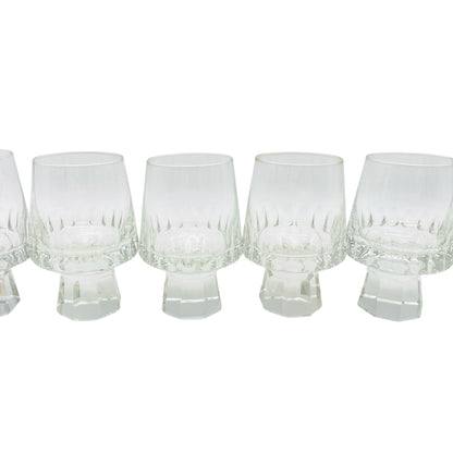 FRIEDRICH Glas Weingläser 6er Set Serie Konsul beschliffen Facetten transparent 60er 70er Jahre