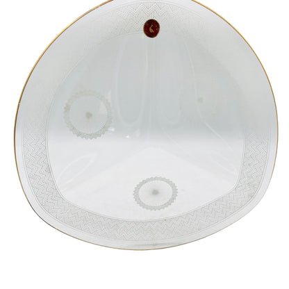 Feinglas Schale Emaille bemalt Goldrand gold Glaschale 50er 60er