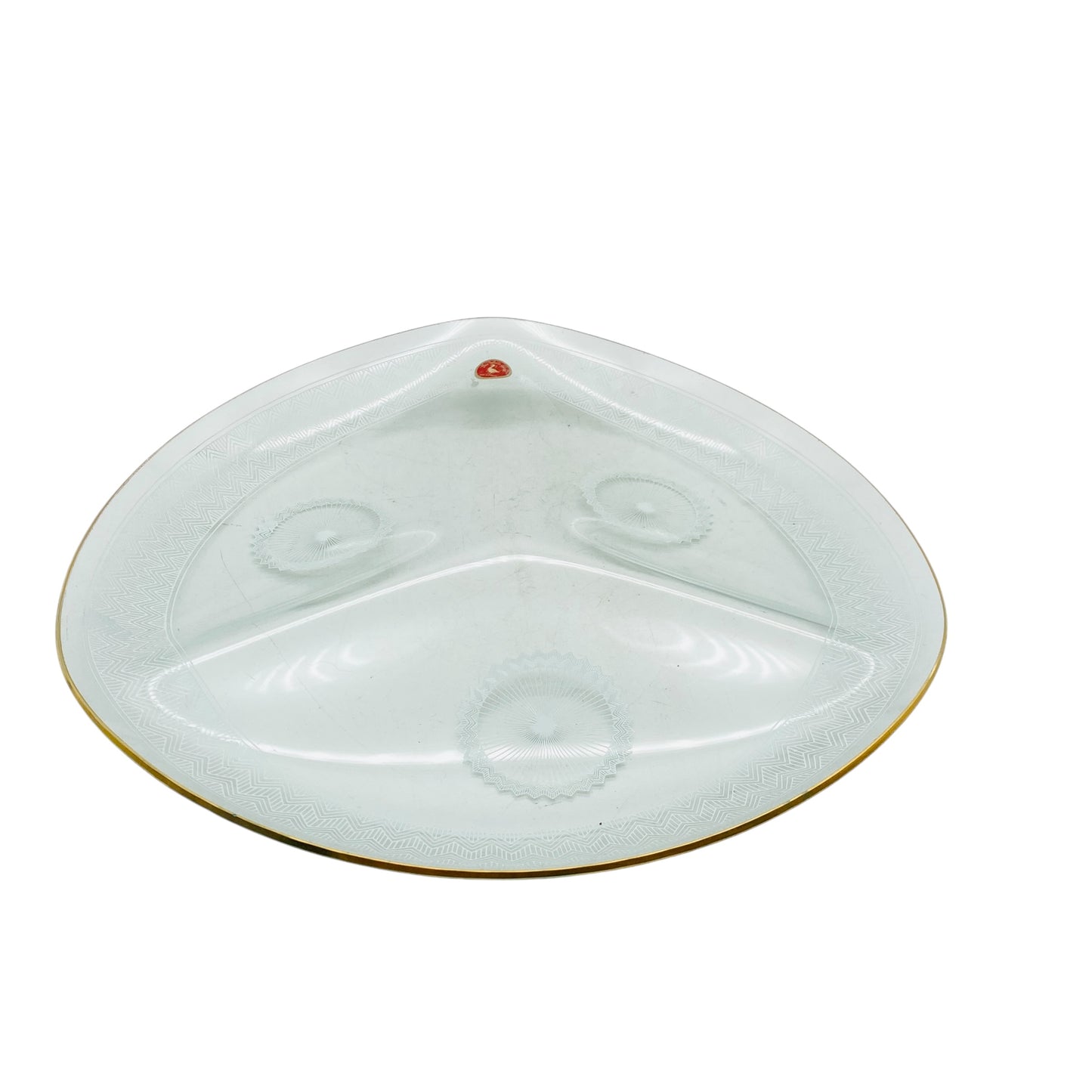 Feinglas Schale Emaille bemalt Goldrand gold Glaschale 50er 60er