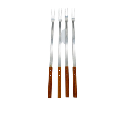 Fonduegabeln 4er Set Holz Edelstahl Vintage 60er 70er Mid Century Gabeln