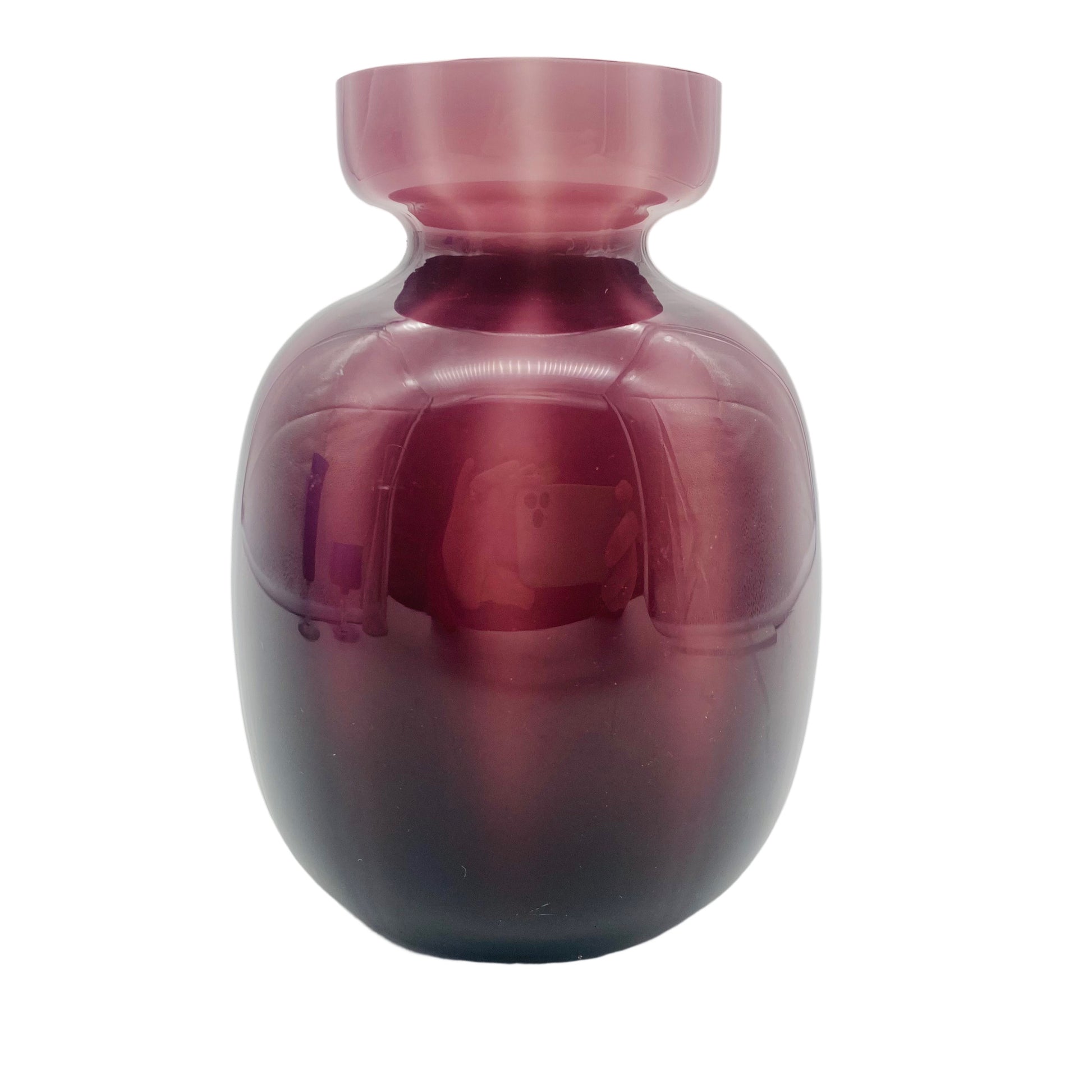 Friedrich Glas Vase lila Überfang weiß 60er 70er Jahre Vintage