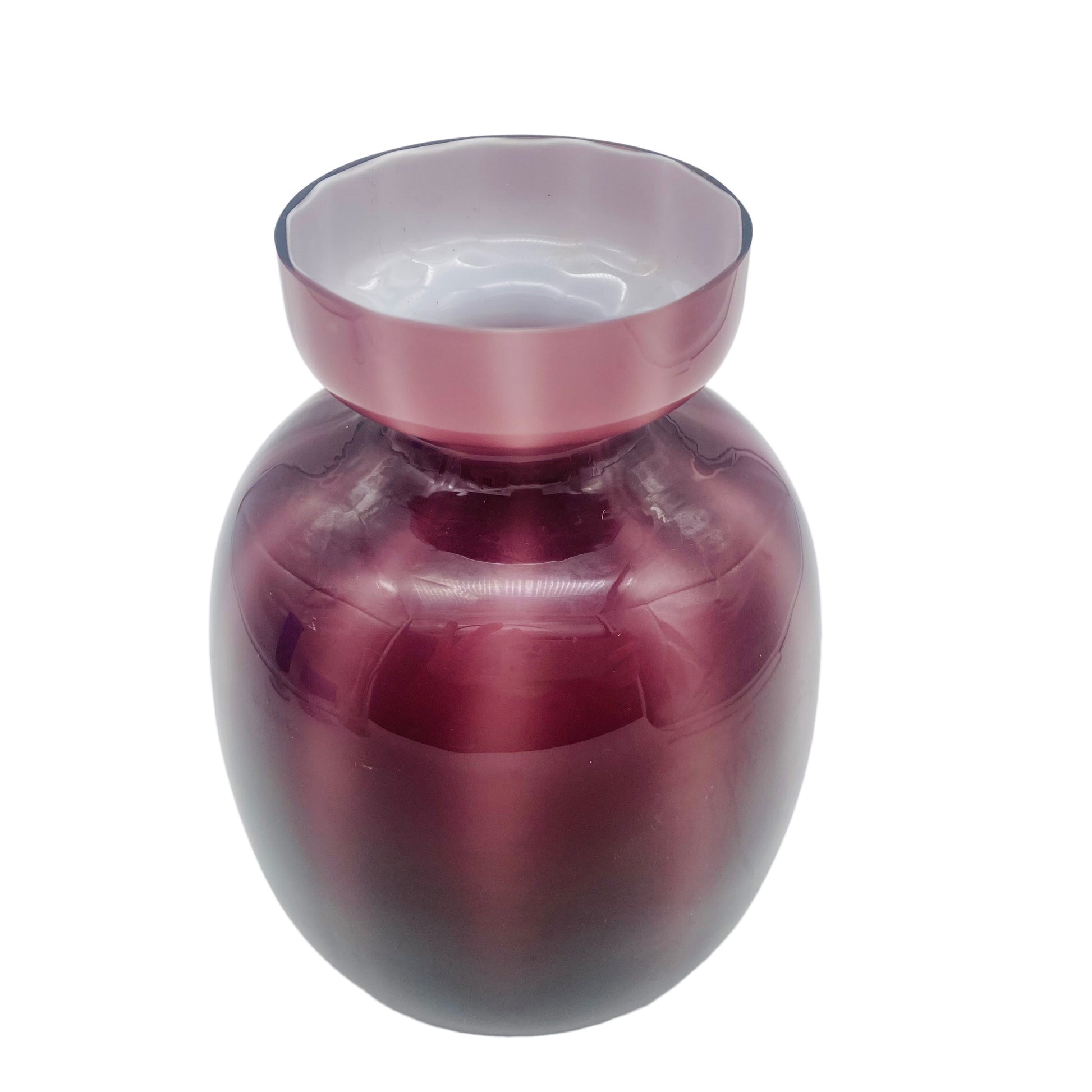 Friedrich Glas Vase lila Überfang weiß 60er 70er Jahre Vintage
