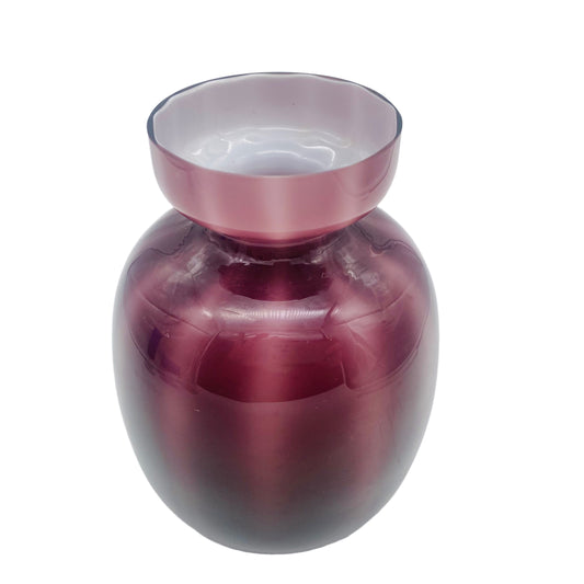 Friedrich Glas Vase lila Überfang weiß 60er 70er Jahre Vintage