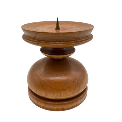 Gedrechselter Kerzenständer für Stumpenkerzen Vintage Design 60er 70er Jahre Messing Dorn
