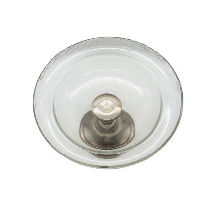 Glas Etagere Pokalschale beschliffen Metall silber Schale 50er 60er 70er Jahre Deko