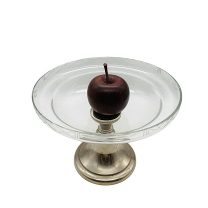 Glas Etagere Pokalschale beschliffen Metall silber Schale 50er 60er 70er Jahre Deko