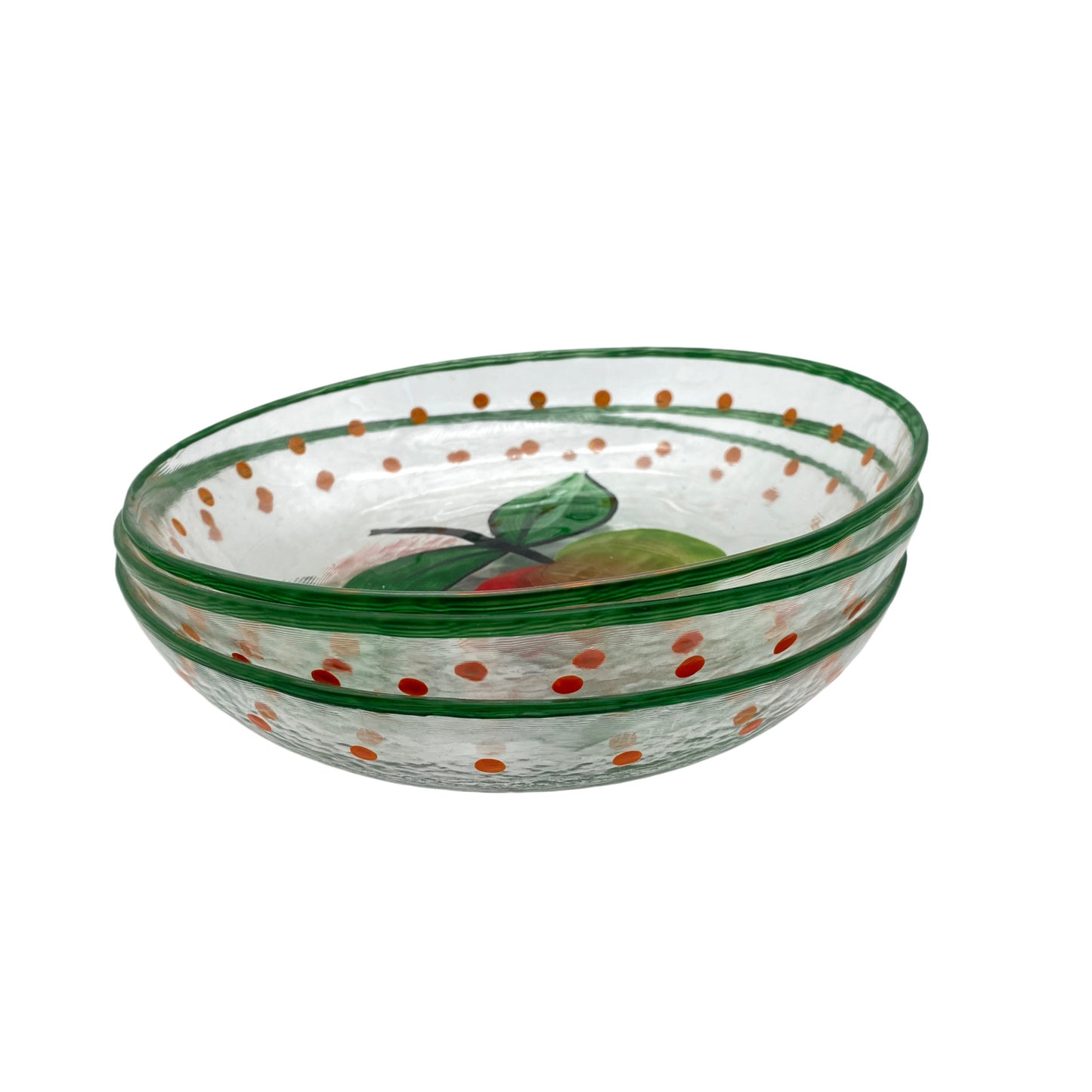 Glaschalen Schalen 3er Set bemalt Apfel 70er 80er Vintage