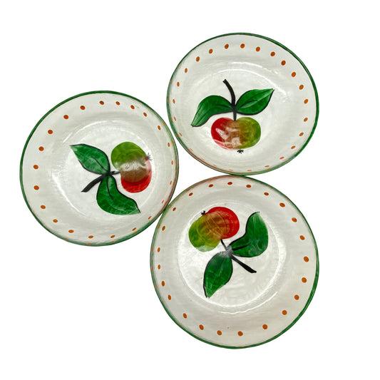 Glaschalen Schalen 3er Set bemalt Apfel 70er 80er Vintage