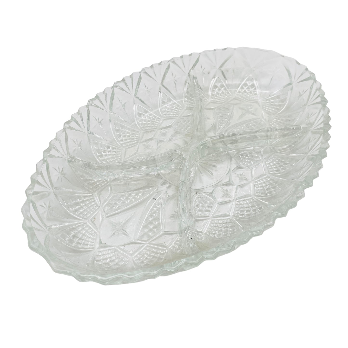 Glasschale beschliffen Vintage Snackschale Gebäckschale 60er 70er Jahre Glas Schale