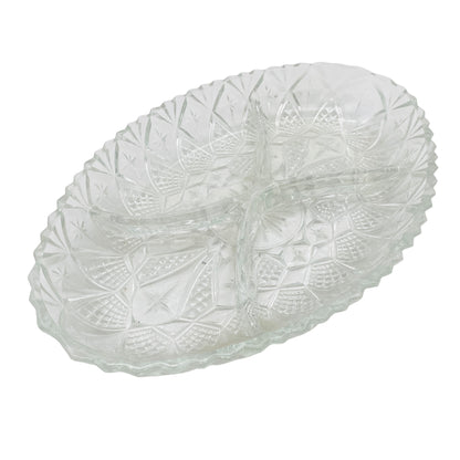 Glasschale beschliffen Vintage Snackschale Gebäckschale 60er 70er Jahre Glas Schale