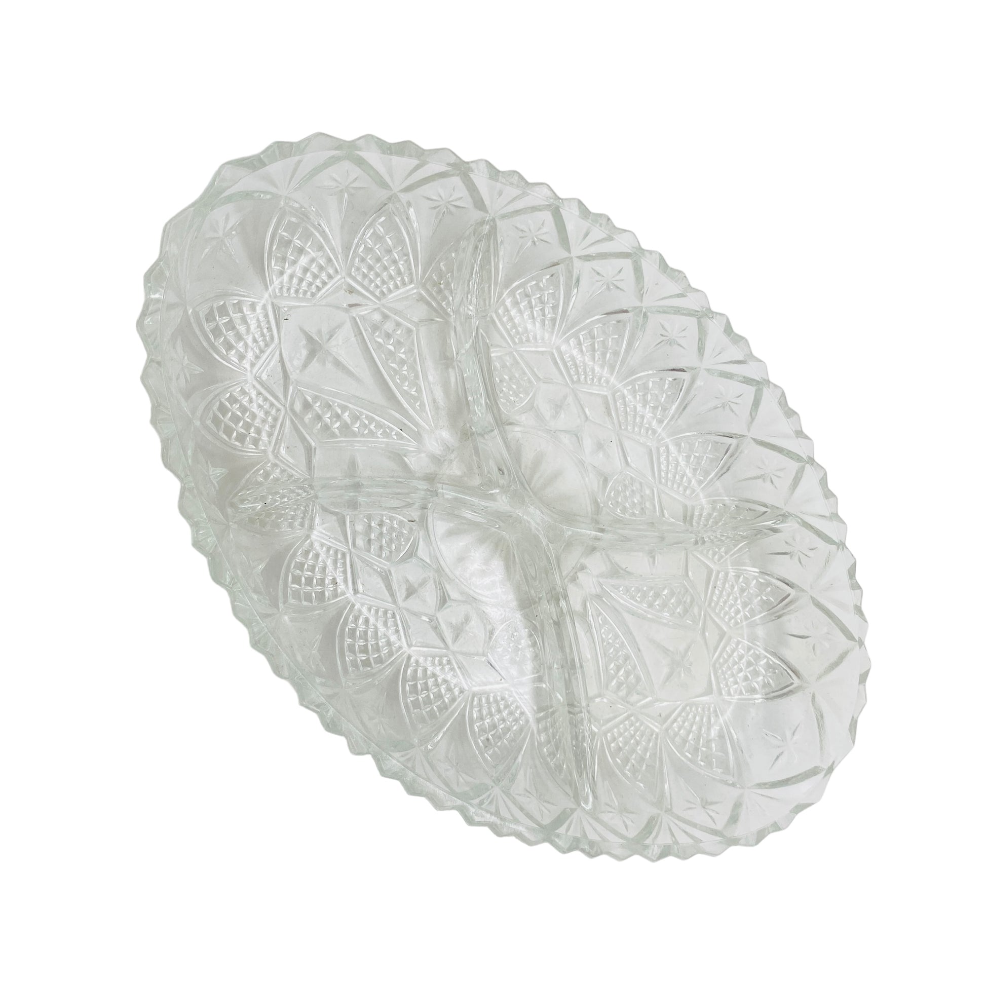 Glasschale beschliffen Vintage Snackschale Gebäckschale 60er 70er Jahre Glas Schale