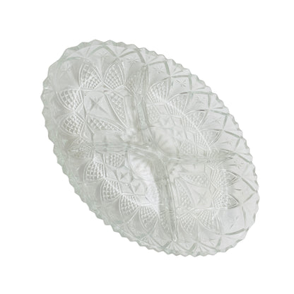 Glasschale beschliffen Vintage Snackschale Gebäckschale 60er 70er Jahre Glas Schale