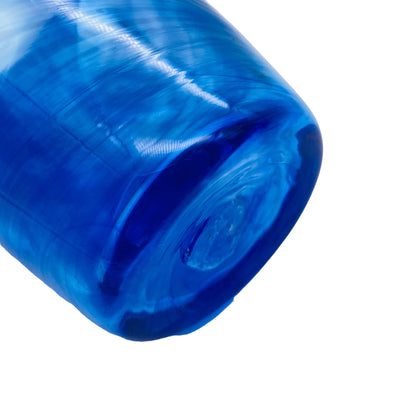 Glasvase blau mit Fadendekor Vintage Design 70er 80er Jahre Glas Vase