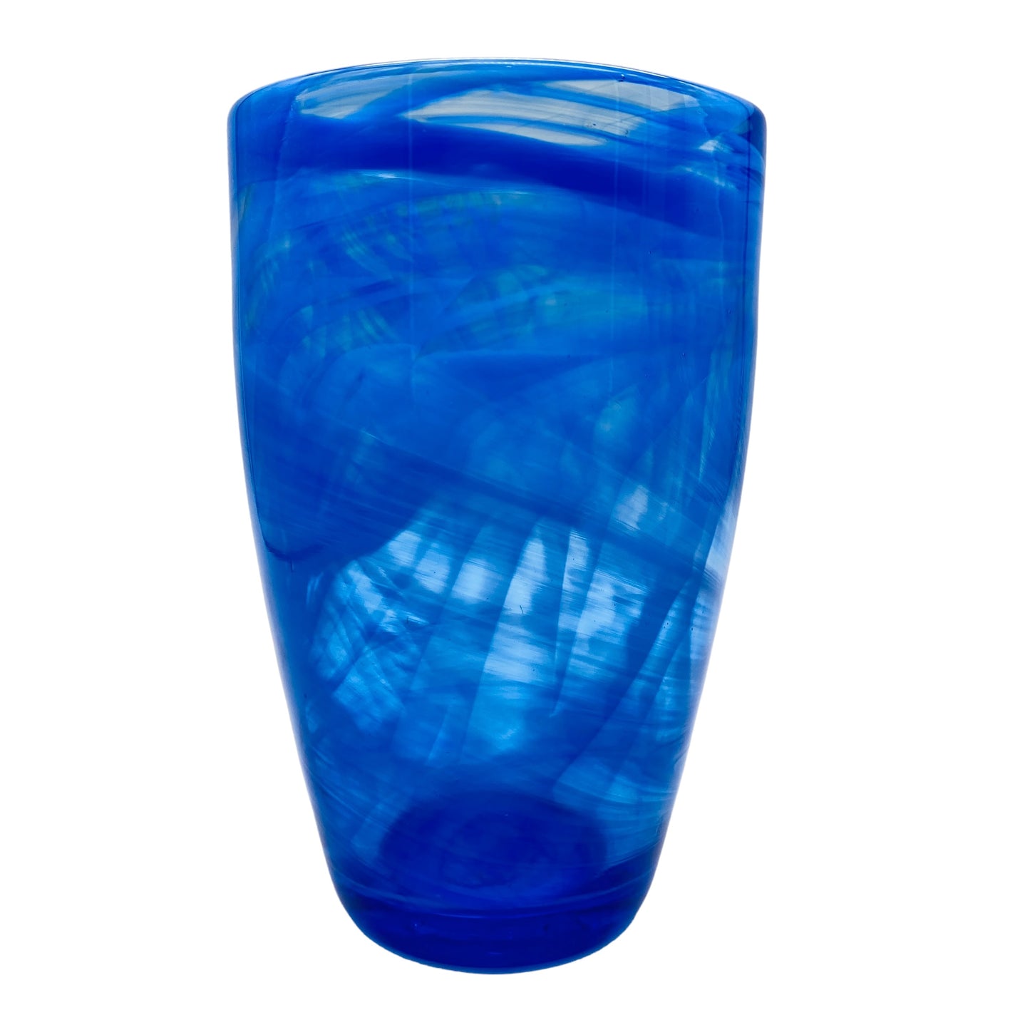 Glasvase blau mit Fadendekor Vintage Design 70er 80er Jahre Glas Vase