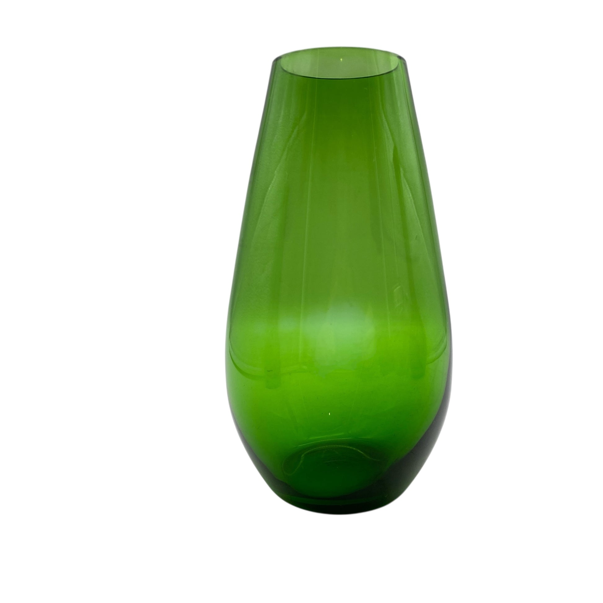Grüne Glasvase im Mid Century Design der 60er 70er Jahre Mossgrün Blumenvase Dekoration