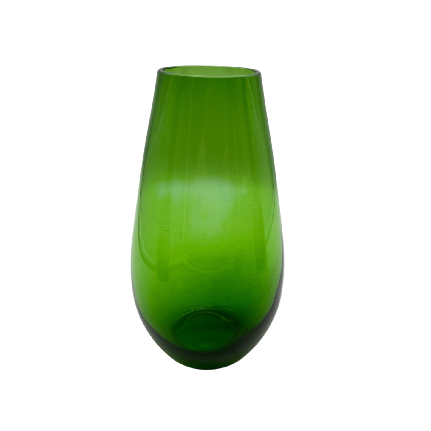 Grüne Glasvase im Mid Century Design der 60er 70er Jahre Mossgrün Blumenvase Dekoration