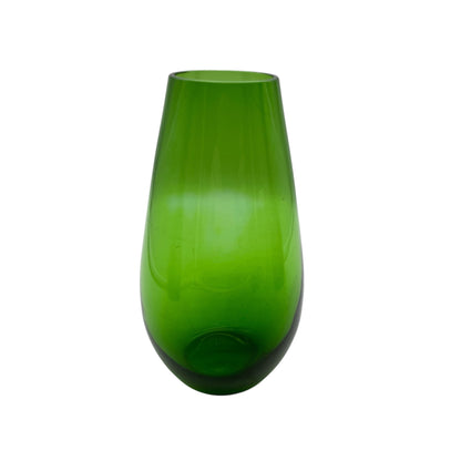 Grüne Glasvase im Mid Century Design der 60er 70er Jahre Mossgrün Blumenvase Dekoration