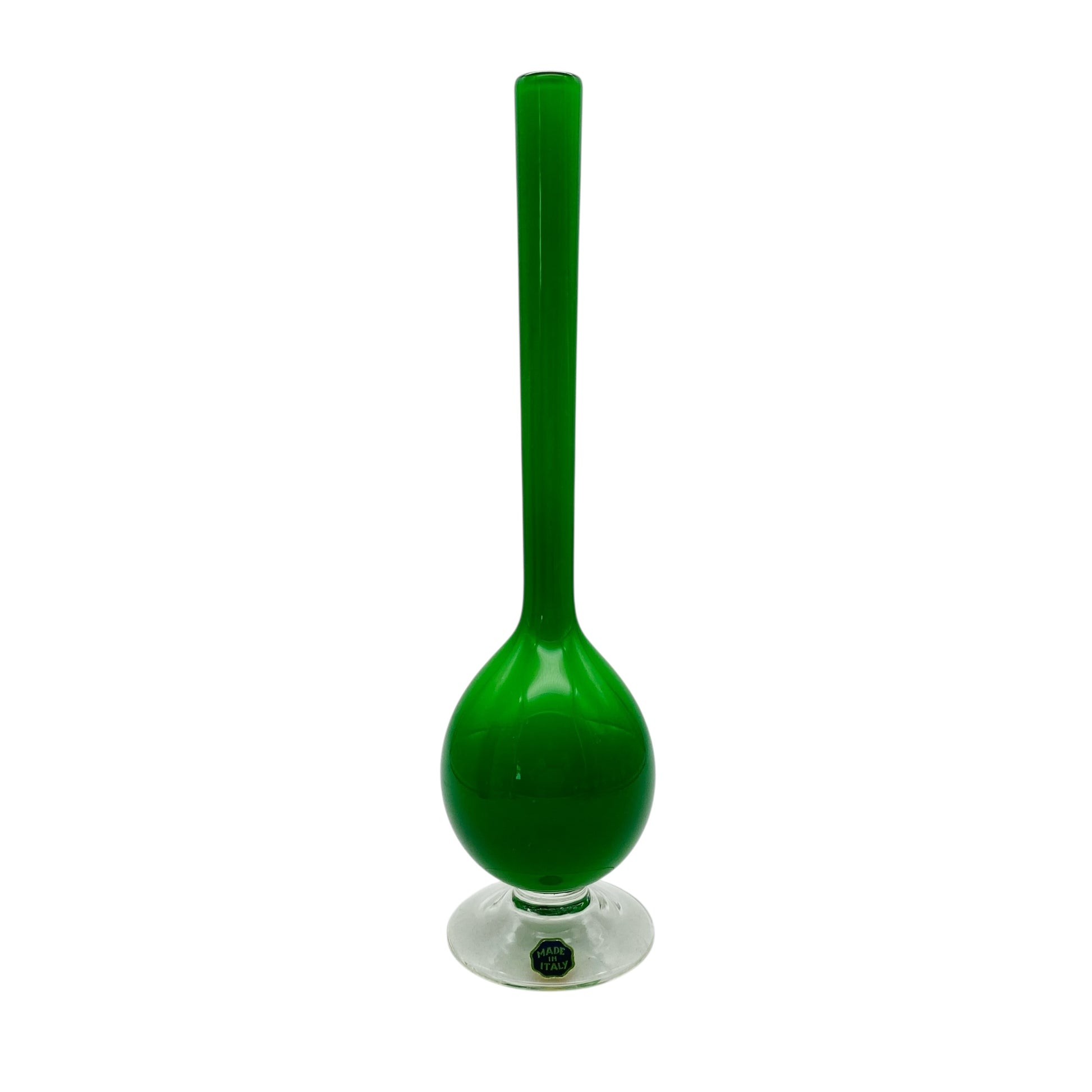 Grüne Vase Mitte des Jahrhunderts aus Italien Vintage Glas Dekoration 60er 70er 