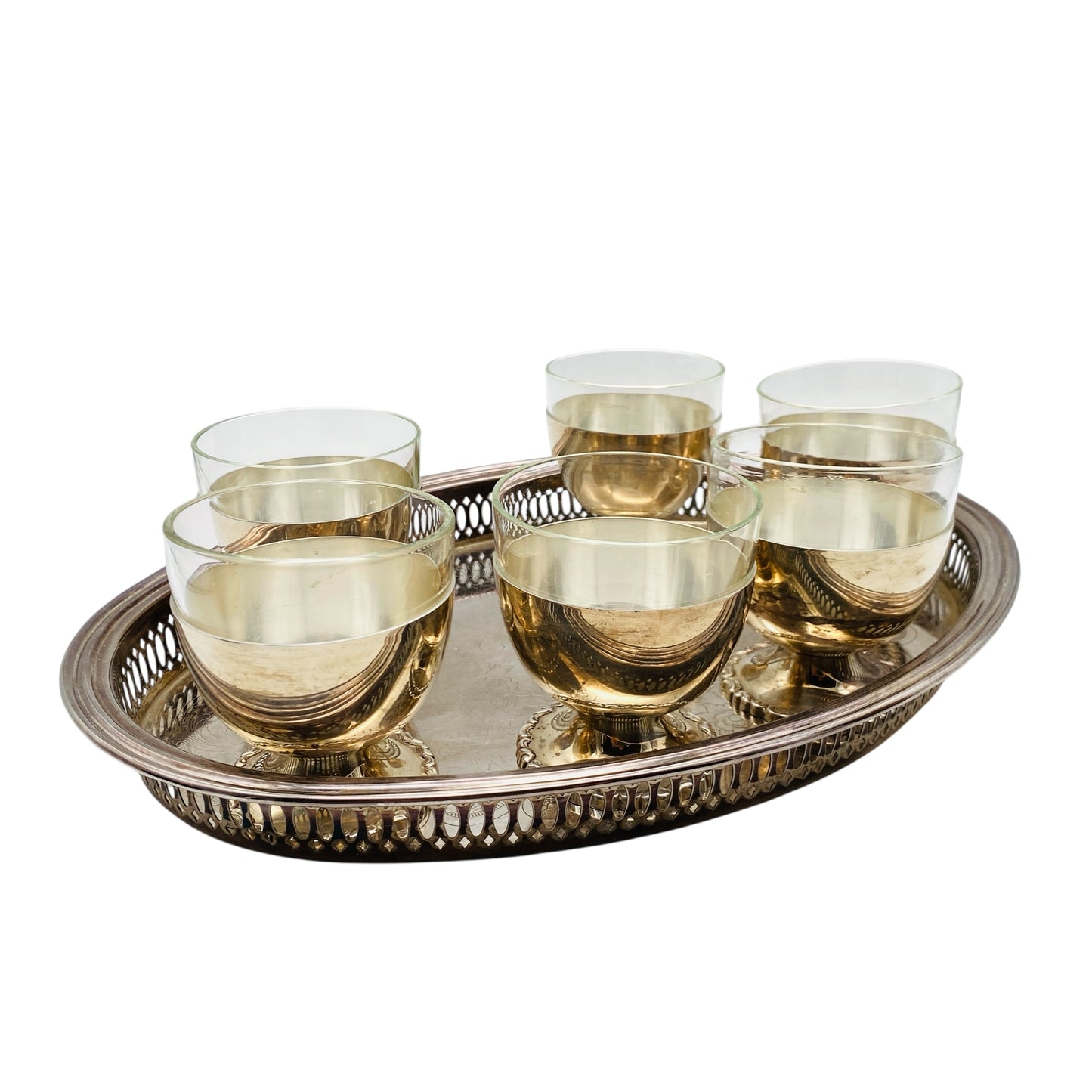 Hoka Homann und Katz Pforzheim Alpaka Silber Gläser Set mit Tablett und Cocktailshaker Mid Century