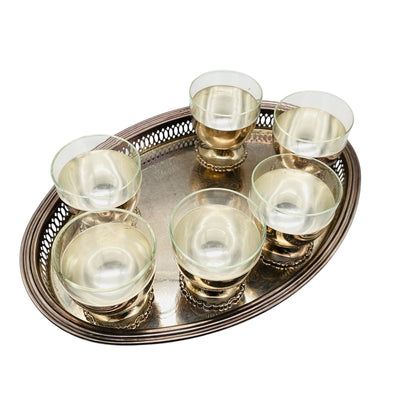 Hoka Homann und Katz Pforzheim Alpaka Silber Gläser Set mit Tablett und Cocktailshaker Mid Century