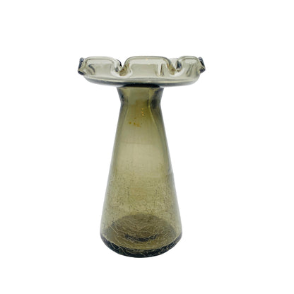 Hyazinthenvase Rauchglas Vintage Craquele Glas 60er 70er Vase