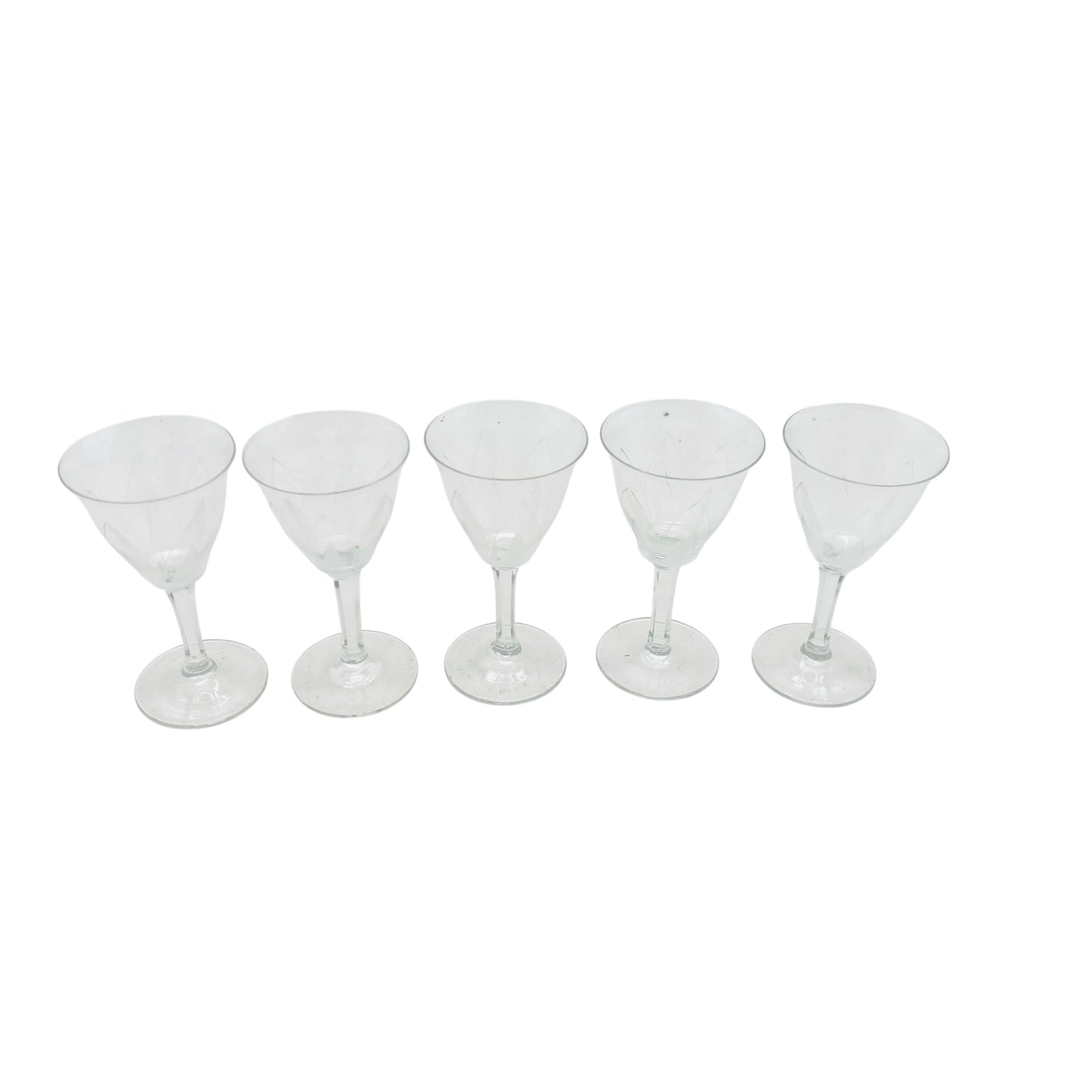 ICHENDORF Likörgläser Schnapsgläser 5er Set Glas Lotusblume 50er 60er Jahre beschliffen
