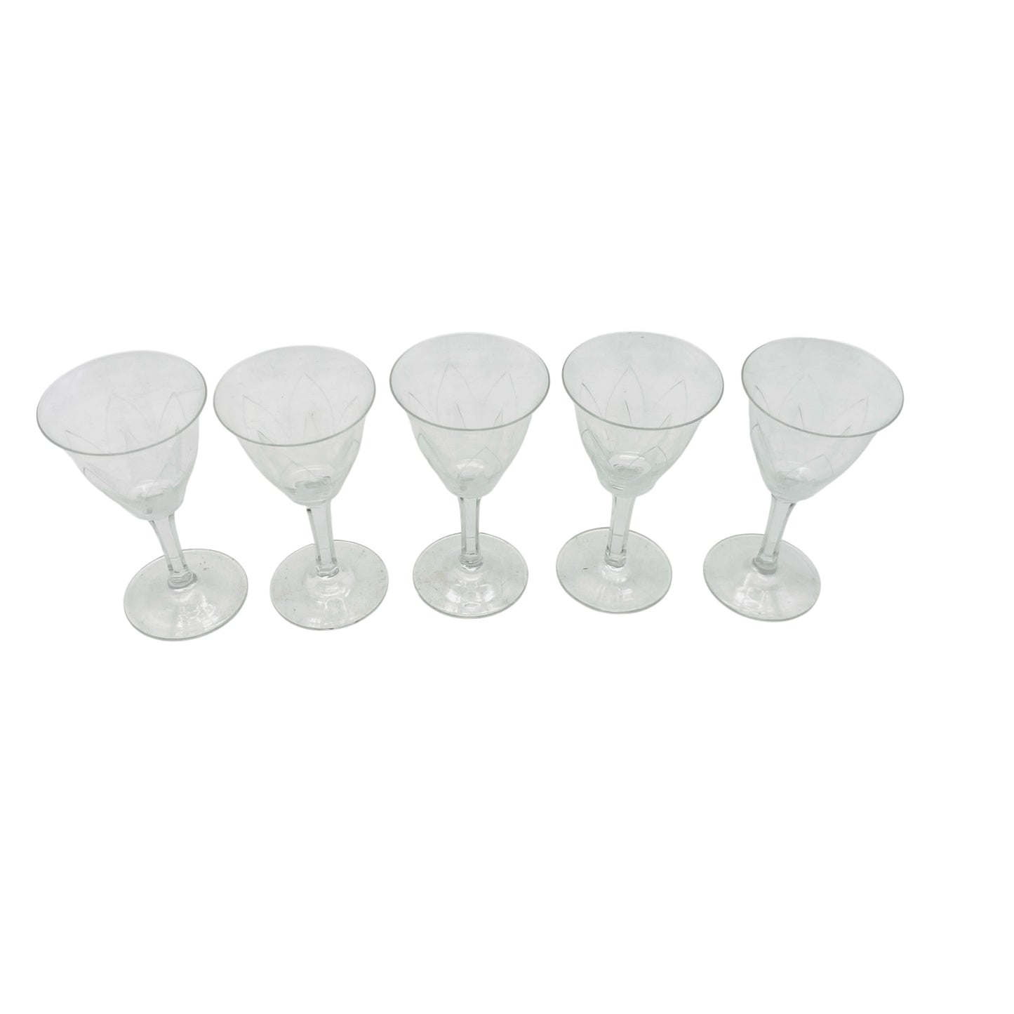 ICHENDORF Likörgläser Schnapsgläser 5er Set Glas Lotusblume 50er 60er Jahre beschliffen