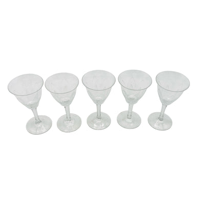 ICHENDORF Likörgläser Schnapsgläser 5er Set Glas Lotusblume 50er 60er Jahre beschliffen