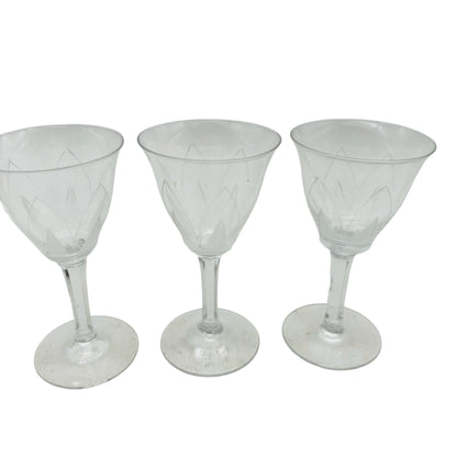 ICHENDORF Likörgläser Schnapsgläser 5er Set Glas Lotusblume 50er 60er Jahre beschliffen