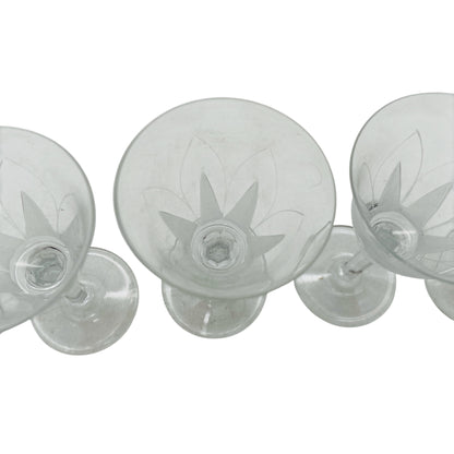 ICHENDORF Likörgläser Schnapsgläser 5er Set Glas Lotusblume 50er 60er Jahre beschliffen