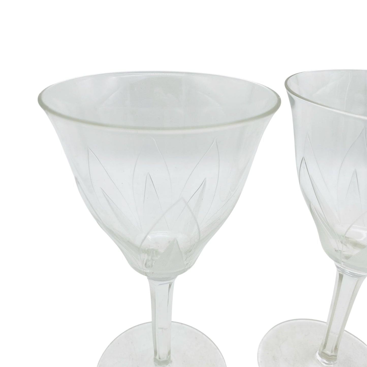 ICHENDORF Weingläser 4er Set Glas Lotusblume 50er 60er Jahre beschliffen