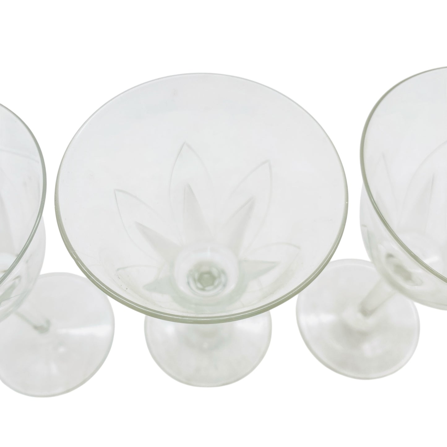 ICHENDORF Weingläser 4er Set Glas Lotusblume 50er 60er Jahre beschliffen