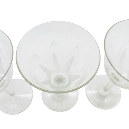 ICHENDORF Weingläser 4er Set Glas Lotusblume 50er 60er Jahre beschliffen