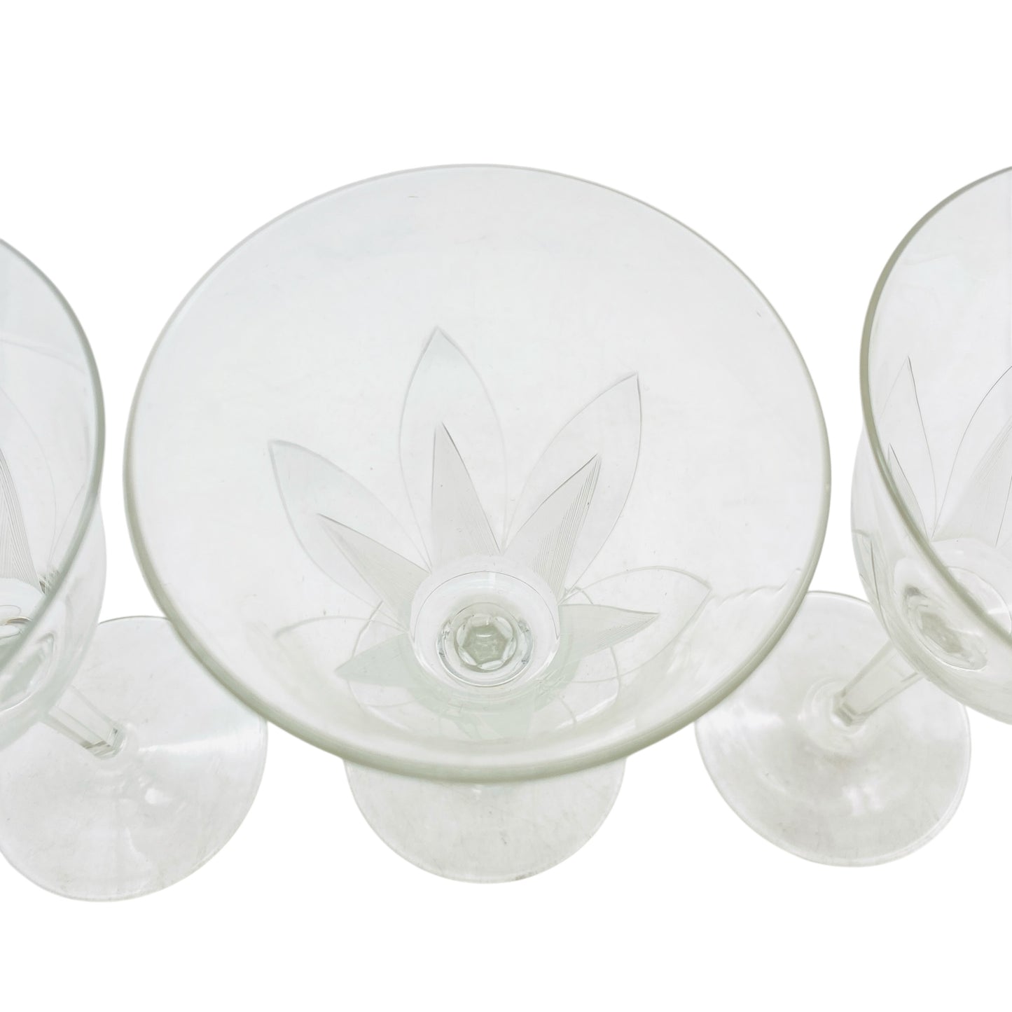 ICHENDORF Weingläser 4er Set Glas Lotusblume 50er 60er Jahre beschliffen