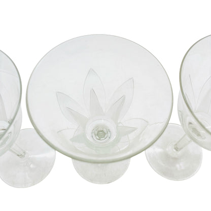 ICHENDORF Weingläser 4er Set Glas Lotusblume 50er 60er Jahre beschliffen