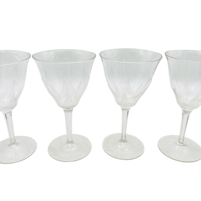 ICHENDORF Weingläser 4er Set Glas Lotusblume 50er 60er Jahre beschliffen