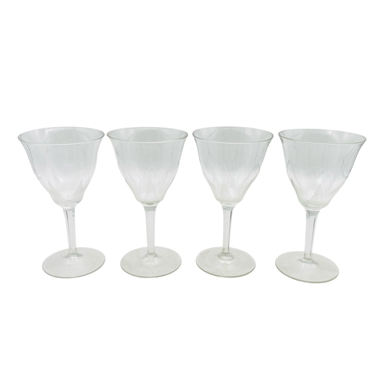 ICHENDORF Weingläser 4er Set Glas Lotusblume 50er 60er Jahre beschliffen