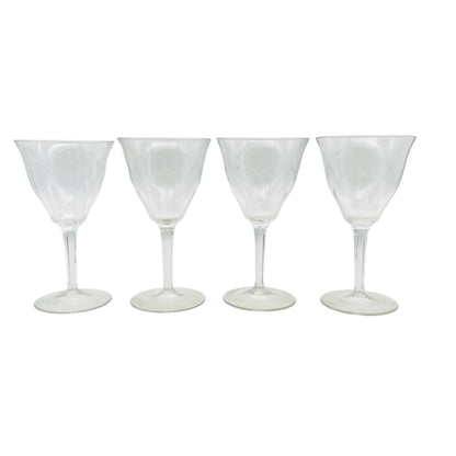 ICHENDORF Weingläser 4er Set Glas Lotusblume 50er 60er Jahre beschliffen